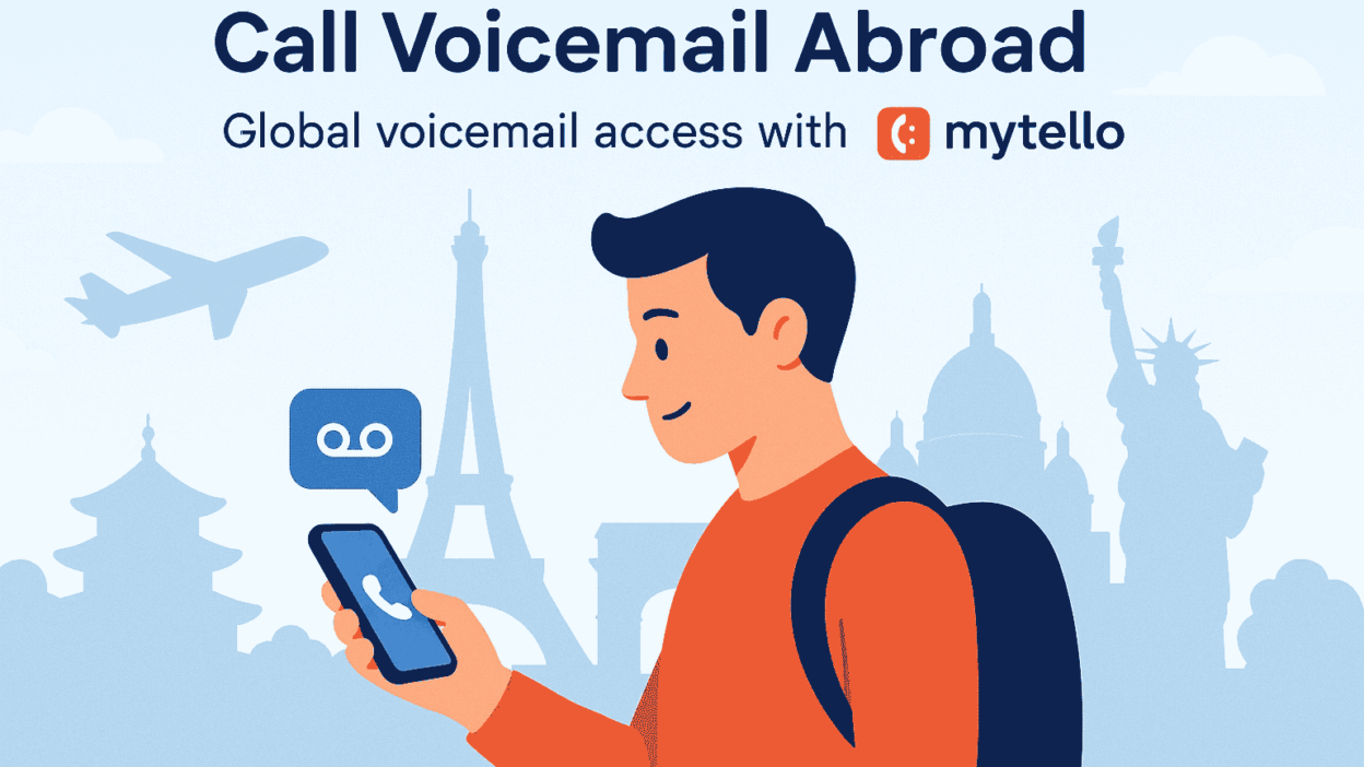 International caller accessing voicemail system from a foreign country using Mytello on mobile phone