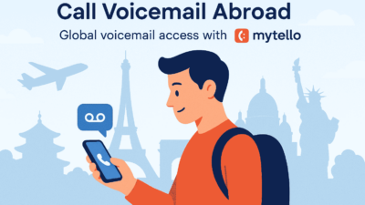 International caller accessing voicemail system from a foreign country using Mytello on mobile phone