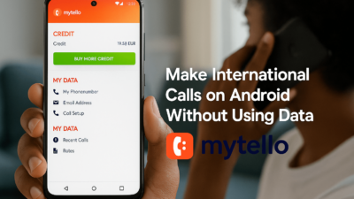 User making an international call on an Android phone without using data or Wi-Fi