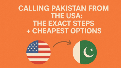 Person dialing a Pakistani number from the U.S. using a local number on a smartphone, with area codes visible on screen