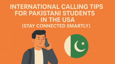 Pakistani student in a college dorm making a phone call to family in Pakistan using a local access number